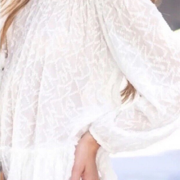 Rebecca Taylor off the shoulder long sleeve sheer ruffle bottom - Picture 3 of 8